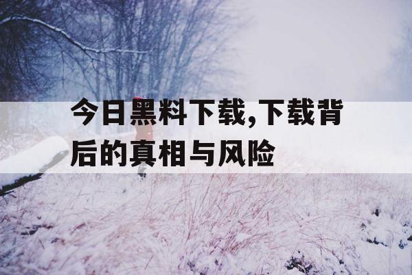 今日黑料下载,下载背后的真相与风险