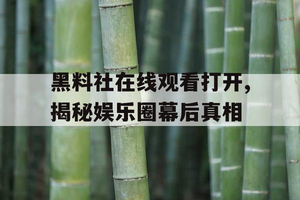 黑料社在线观看打开,揭秘娱乐圈幕后真相