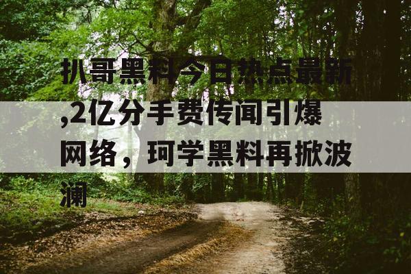 扒哥黑料今日热点最新,2亿分手费传闻引爆网络，珂学黑料再掀波澜
