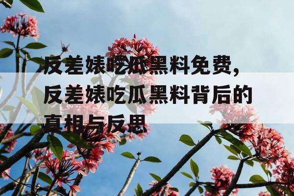 反差婊吃瓜黑料免费,反差婊吃瓜黑料背后的真相与反思