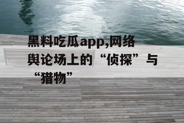 黑料吃瓜app,网络舆论场上的“侦探”与“猎物”