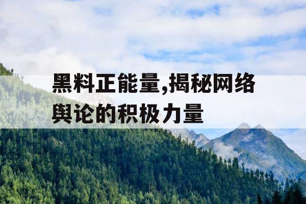 黑料正能量,揭秘网络舆论的积极力量