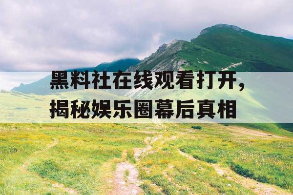黑料社在线观看打开,揭秘娱乐圈幕后真相