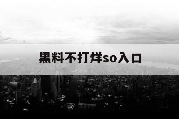 黑料不打烊so入口