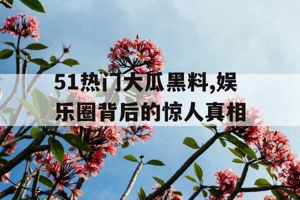 51热门大瓜黑料,娱乐圈背后的惊人真相