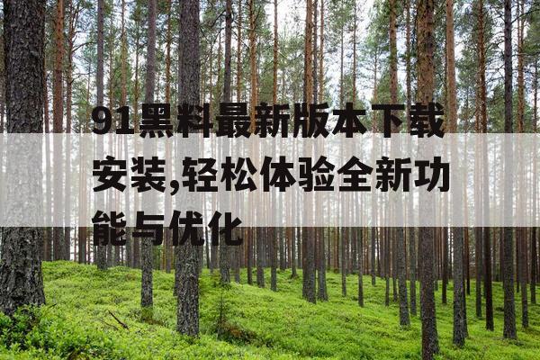 91黑料最新版本下载安装,轻松体验全新功能与优化