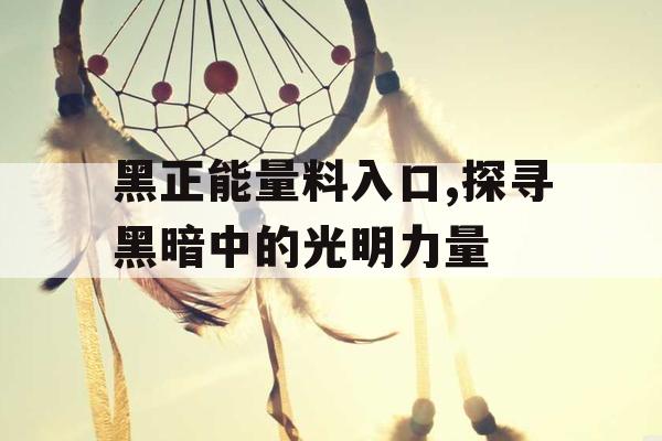 黑正能量料入口,探寻黑暗中的光明力量