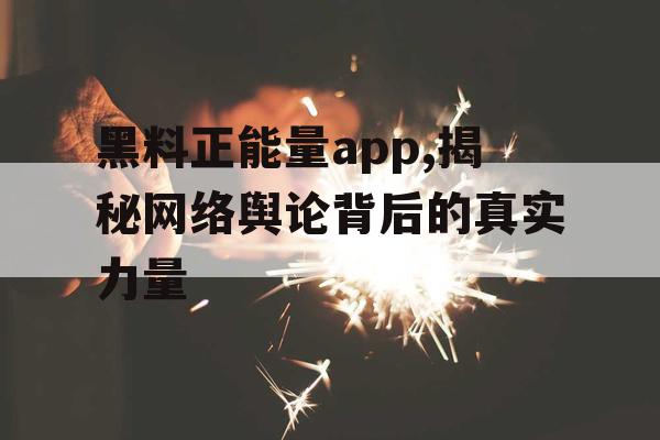 黑料正能量app,揭秘网络舆论背后的真实力量